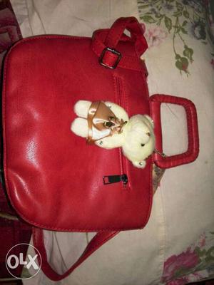 Red Leather Two Way Bag