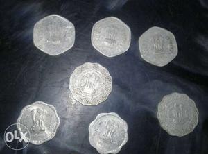 Seven Silver Indian Coins
