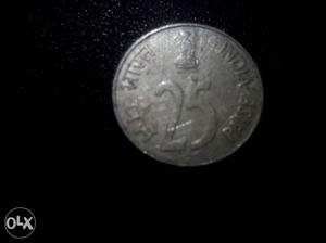 Silver 25 Indian Paise Coin