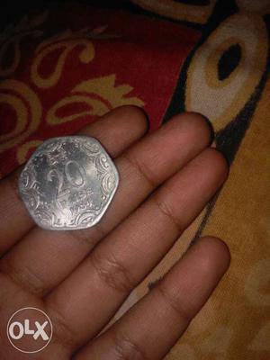 Silver Indian 20 Paise Coin