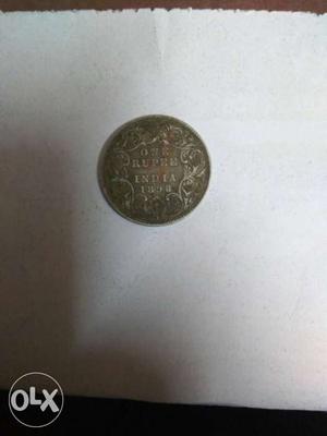 Silver coin victoria one rupee 