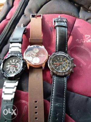 Three Round Chronograph Watches