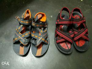 Two Pairs Of Orange And Red Sandals