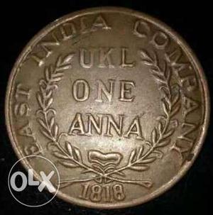 UKL One Anna  Coin East india company