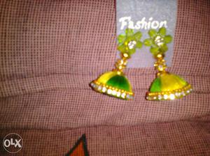 Yellow And Green Earrings