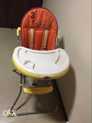 Baby's White, Yellow And Orange Feeding High Chair