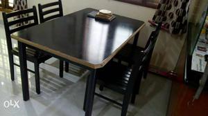 Black Wooden Base Rectangular Top Table With Chairs
