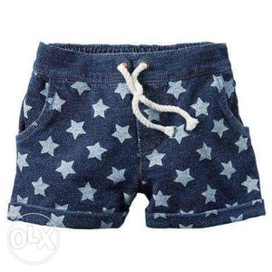Blue And Gray Star Print Shorts