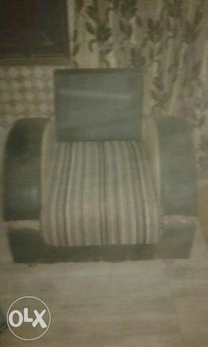 Blue, Black And Gray Striped Armchair