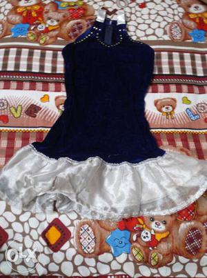 Blue velvet dress for 8_10 years old girl. 2years