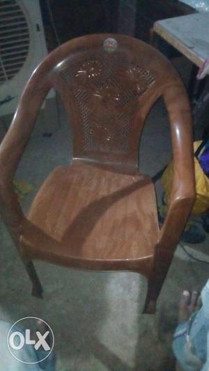 Brown And Grey Floral Embossed Plastic Armchair