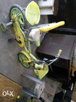 Children's Green And Yellow Training Bicycle