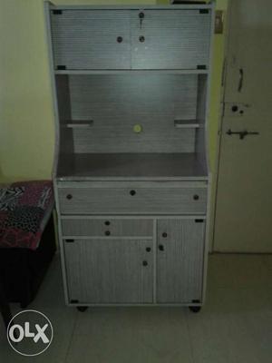 Gray Wooden Hoosier Cabinet