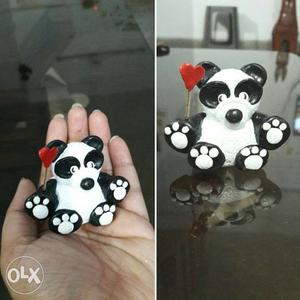 Handmade clay art... clay structure of cute black panda...