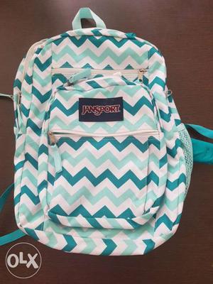 White And Green Chevron Pattern Jansport Backpack