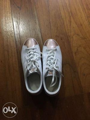 Adidas neo white and rose gold sneakers
