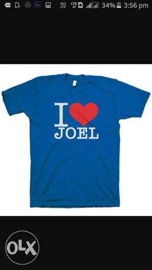Blue, White And Red I Love Joel Crew Neck T-shirt