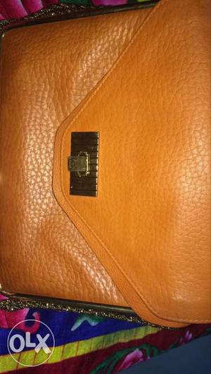 Brown Leather Enveloped Bag