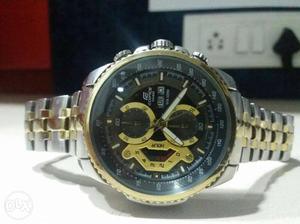Casio Silver And Gold Chronograph Watch