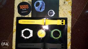 Fastrack Yellow Strap Silver Round Tees Watch Set 11month