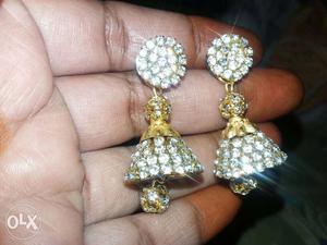 Gold And Silver Jhumka Earrings