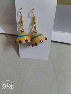 Gold and Blue color Ear Rings