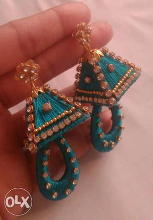Handmade silk thread earrings