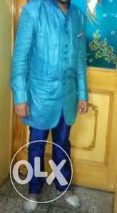 Men's Blue And Purple Salwar Kameez