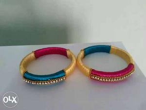 Multi coloured silk thread bangles