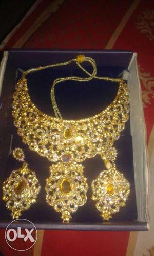 New necklace set diamond look hevy set with
