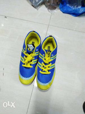 Pair Of Blue-and-yellow Low Sneakers