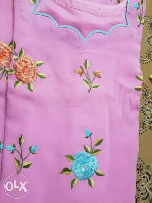 Purple, Blue And Beige Floral Textile