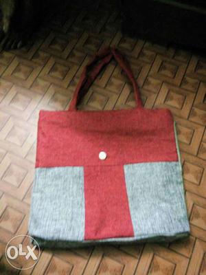Red And Gray Tote Bag