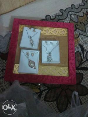 Three Silver Pendant Necklace