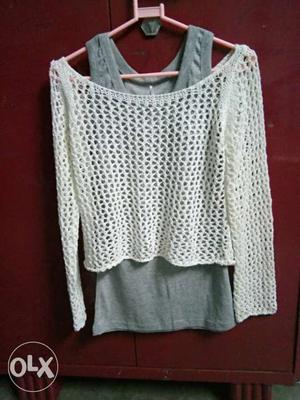 Totally new and unused Off Shoulder Long Sleeve outer;Grey