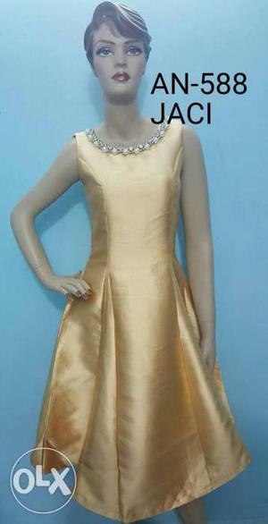 Women's Gold Sleeveless Dress