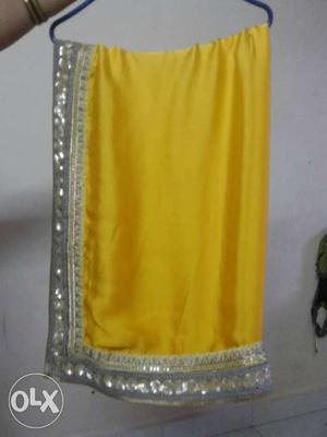 Yellow And Silver sari