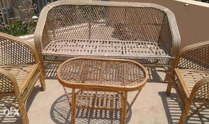 3 Brown And Gray Rattan Sofa Set