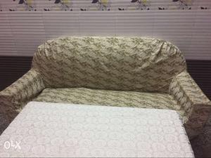Beige And Brown Fabric Sofa