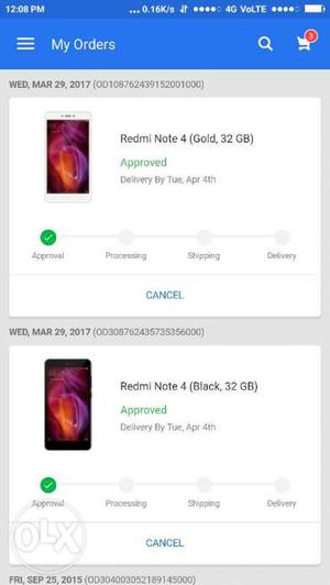 Mi note 4 32 GB black 3gb ram sealed pack