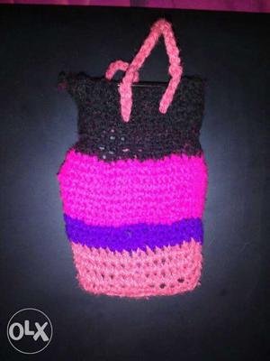 Pink, Black, And Purple mobile cover home made..