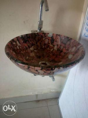Red And Brown Ceramic Sink