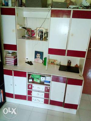White And Red Display Cabinet