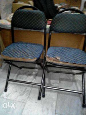 2 Chairs Old Made By Iron Pipe Folding Chairs