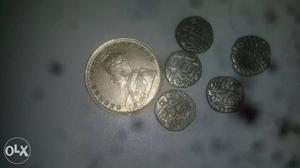 5 mugal silver coin and one George fifth only