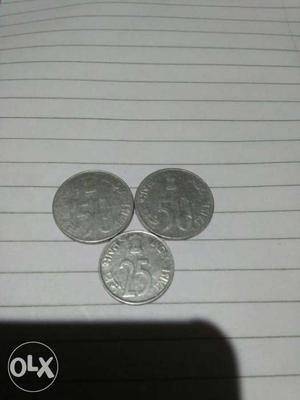 50paise and 25paise old coine