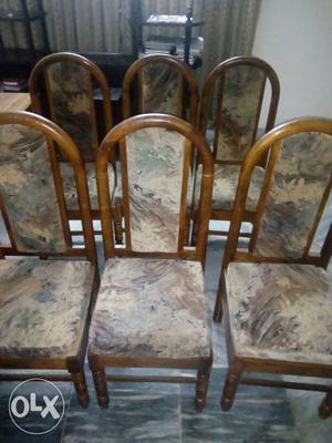 Beige And Brown Padded DiningChairs Teak wood