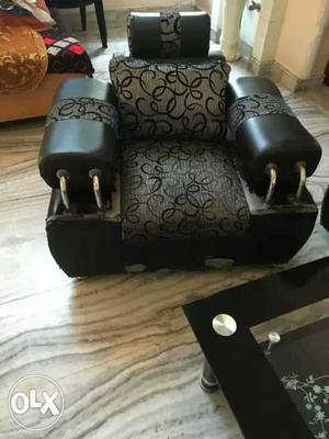 Black And Grey Leather Sofa Chair