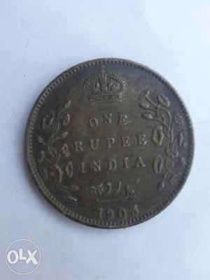 Black One Rupee India  Coin