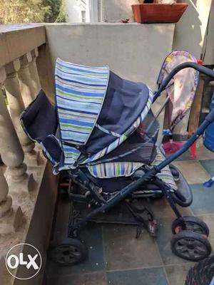 Blue And White Stroller